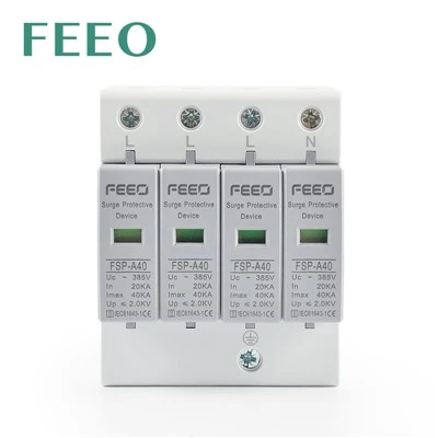 AC SPD Pwoteksyon Surge 4P 385VAC 420VAC 20-40KA